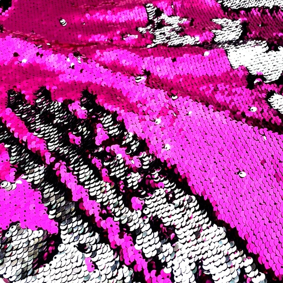 Throw Pillow Case Cover 15x15 inches Sequin Home decor Pink Silver Zipper - Picture 2 of 6